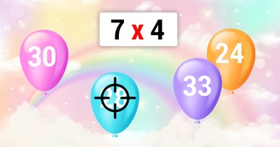 Jeu Multiplication - Tir sur ballons