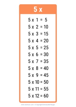 5 Times table chart orange