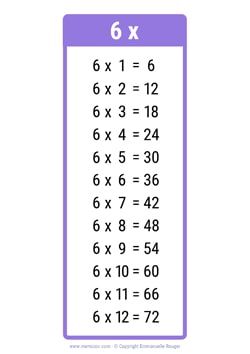6 Times table chart purple