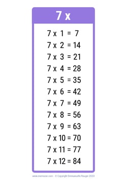 7 Times table chart purple