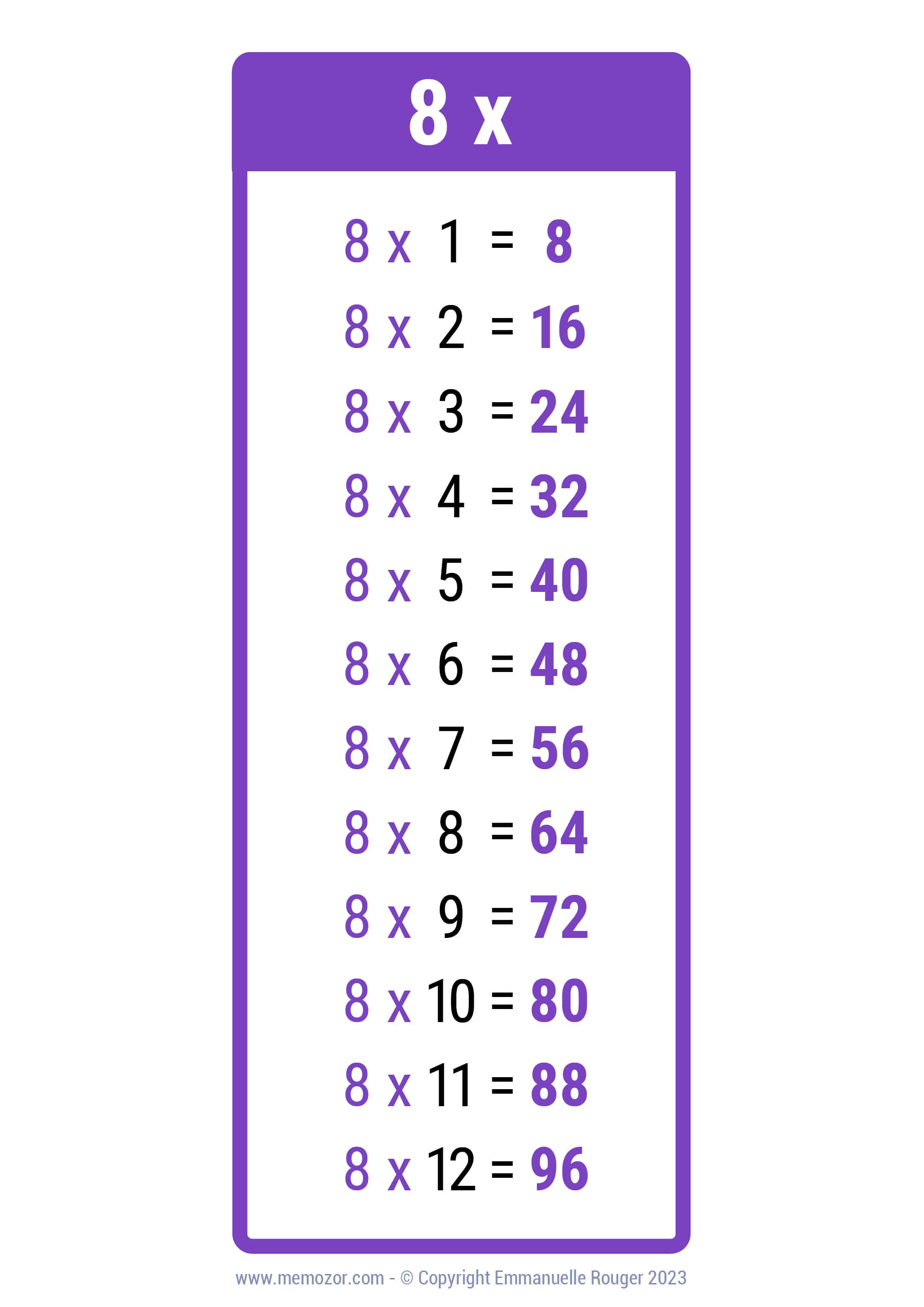 8 Times Table PDF Games And Online Tools Memozor