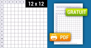 Tableau de multiplication Vierge (de 1 à 12) à Imprimer