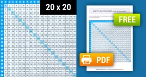 Printable Blue Multiplication Chart (1-20)