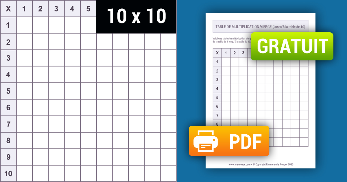 Table De Multiplication Vierge à Imprimer Pdf