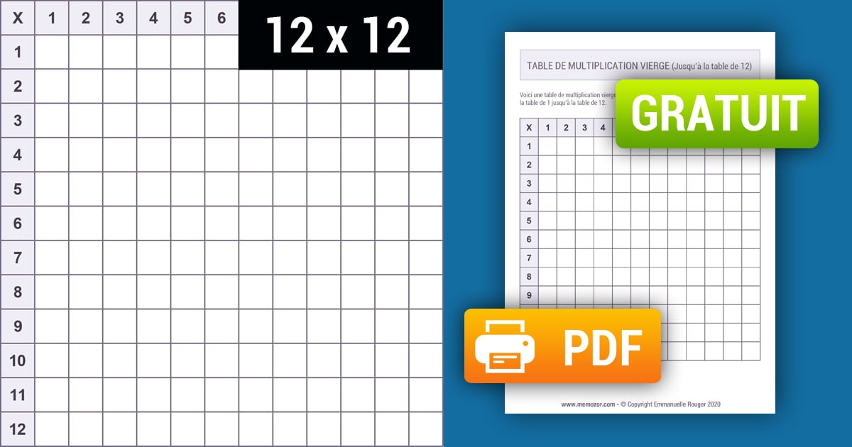 tables de multiplication imprimables vierges