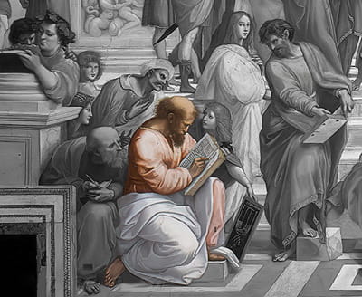 Pythagore, mathématicien et philosophe de la Grèce antique – extrait de la fresque «L'École d'Athènes» de Raphaël