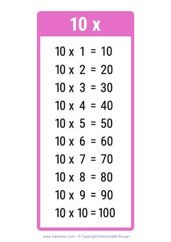 Table de 10 rose clair à Imprimer