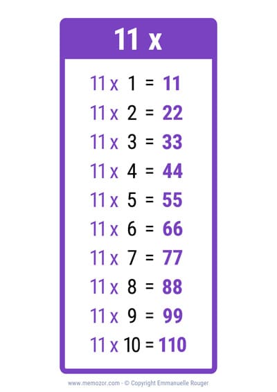 Table de 11