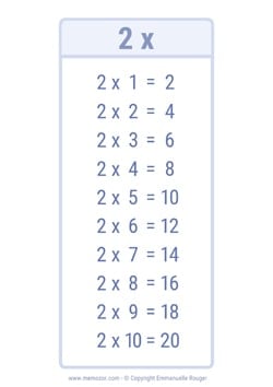 Table de 2 - économie d'encre