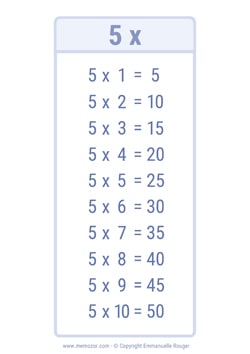Table de 5 - économie d'encre