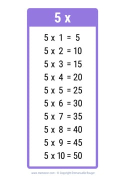 Table de 5 mauve à Imprimer