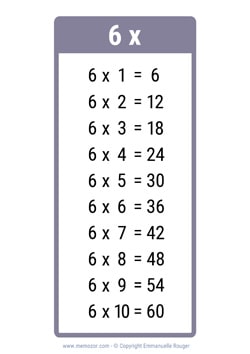 Table de 6 gris à Imprimer