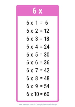 Table de 6 rose clair à Imprimer