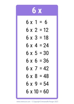 Table de 6 mauve à Imprimer