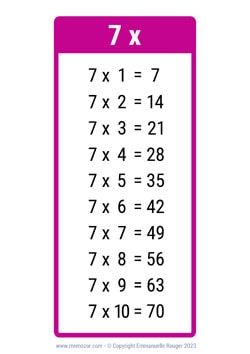 Table de 7 rose à Imprimer