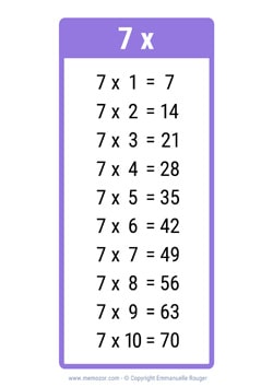 Table de 7 mauve à Imprimer
