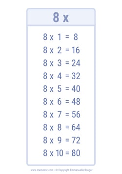 Table de 8 - économie d'encre