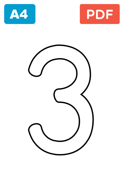 Number 3 for colouring Number 3 for colouring