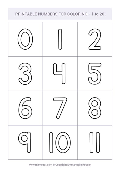 Numbers for colouring Numbers for colouring