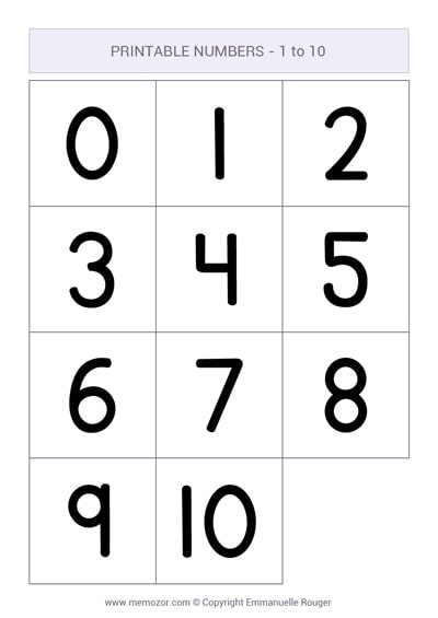 Printable numbers 1 to 10 Printable numbers 1 to 10
