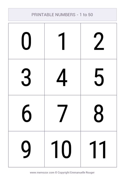 Printable numbers Printable numbers