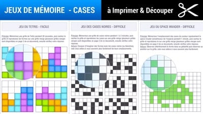 Jeux de mémoire avec des cases à imprimer gratuits