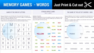 Free printable memory games with words