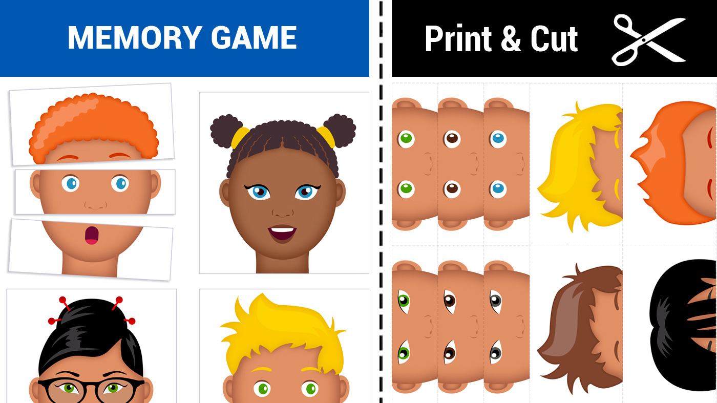 Game of Faces for kids Print & Cut Memozor