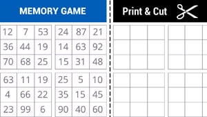 Printable memory game - Grid of numbers difficult - Free Printable memory game - Grid of numbers difficult - Free