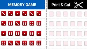 Printable memory game - Series of dices easy - Free