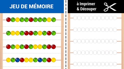 Jeu de mémoire à imprimer - le boulier (couleur) - Gratuit Jeu de mémoire à imprimer - le boulier (couleur) - Gratuit