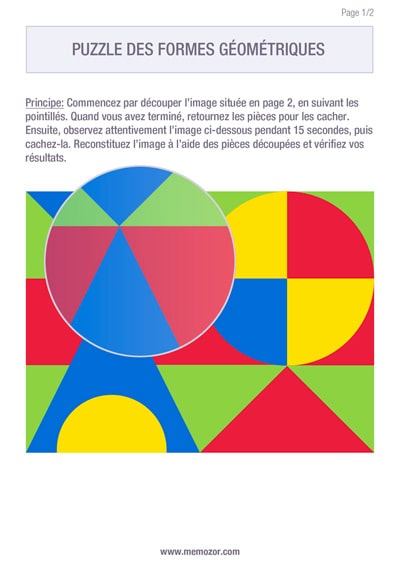Jeu de mémoire à imprimer - Figure géométrique - Gratuit