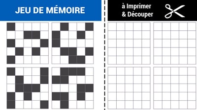 Jeu de mémoire à imprimer - Jeu des cases noires - Gratuit Jeu de mémoire à imprimer - Jeu des cases noires - Gratuit