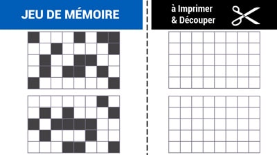 Jeu de mémoire à imprimer - Jeu des cases noires difficile - Gratuit Jeu de mémoire à imprimer - Jeu des cases noires difficile - Gratuit