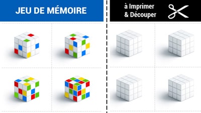 Jeu de mémoire à imprimer - Jeu du Rubik's Cube - Gratuit