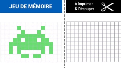 Jeu de mémoire à imprimer - Jeu du Space invader - Gratuit