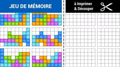 Jeu de mémoire à imprimer - Jeu du Tétris difficile - Gratuit