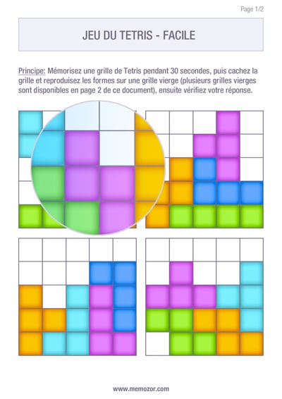 Jeu de mémoire à imprimer - Jeu du Tétris - Gratuit
