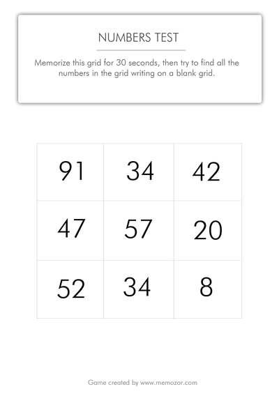 Printable memory look at - quantities (grid 3) - Free of charge check out! photo about Number 3 Printable titled Printable memory try - figures (grid 3) - Totally free attempt!