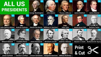 Numbered cards of the 47 US Presidents