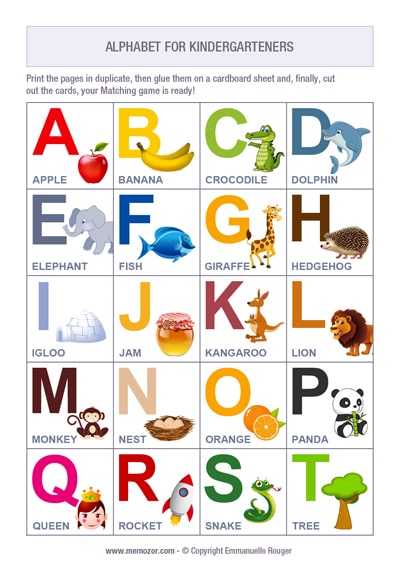 Printable Alphabet for Kindergarteners
