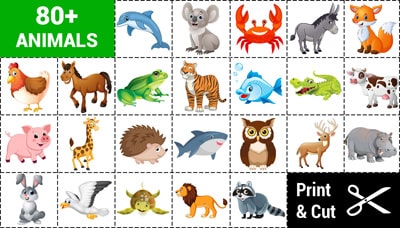 Printable Animals cards to cut out