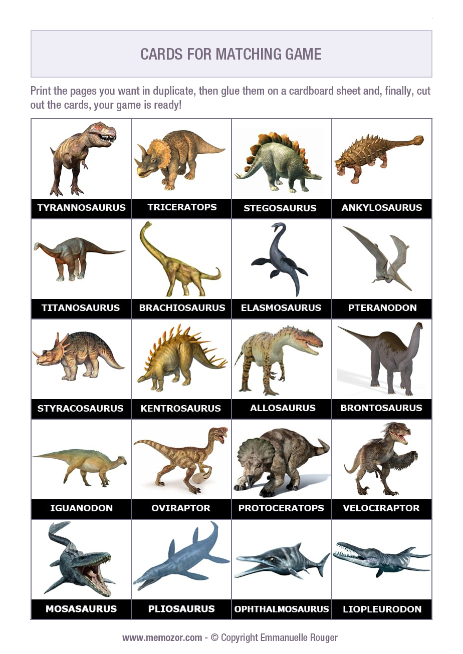 Free Printable Dinosaur Memory Cards
