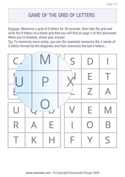 Memory game - Grids of letters to print Memory game - Grids of letters to print