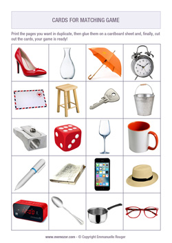 Printable matching game - everyday objects