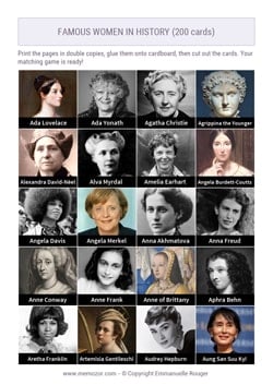 Printable Cards of the most Famous women in history