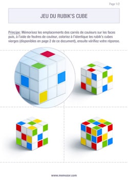 Jeu de mémoire - Jeu du Rubik's Cube à imprimer