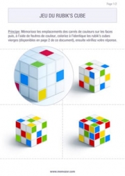 Jeu de mémoire - Jeu du Rubik's Cube à imprimer