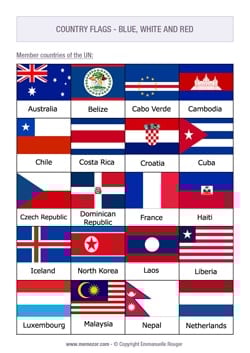 Printable Country Flags with blue, white and red