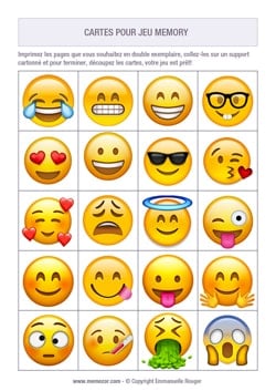 Emoji à imprimer pour jeu Memory